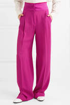 Thumbnail for your product : Paul & Joe Hammered Satin-trimmed Crepe Wide-leg Pants - Magenta