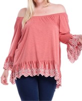 Thumbnail for your product : Fever Plus Size Embroidered Off-The-Shoulder Top