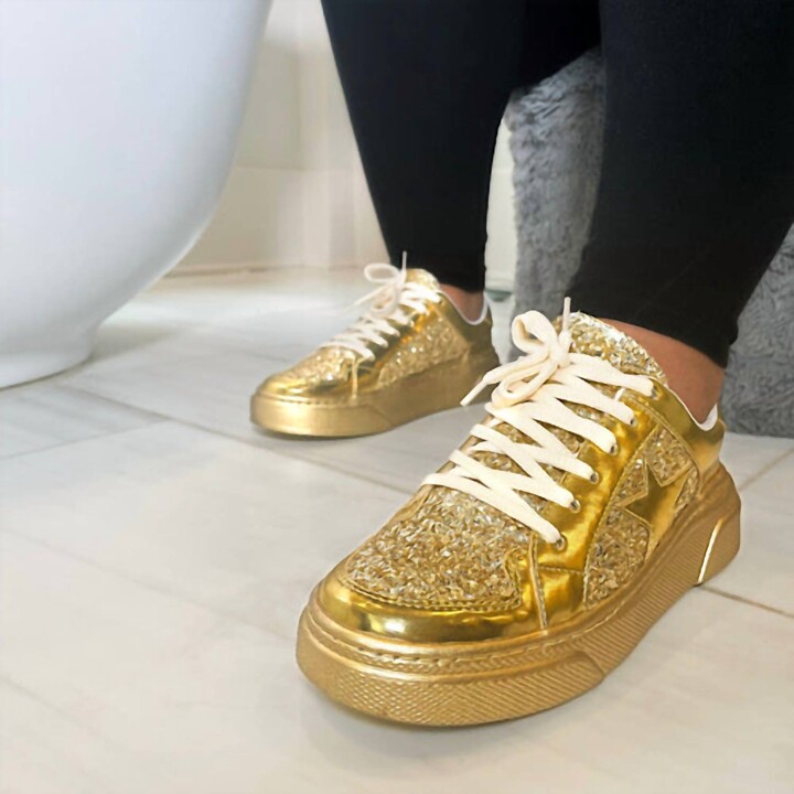 Sparkle + Shine Morgan Glitter Sneakers {Gold} – TFL
