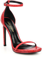 Thumbnail for your product : Saint Laurent Croc-Embossed Leather Jane Sandals