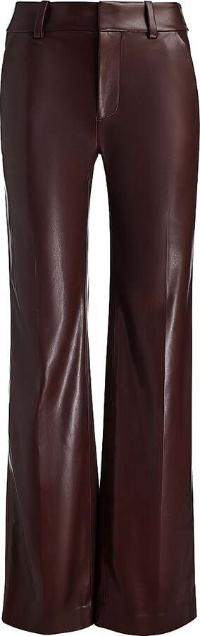 Alice + Olivia Women's Alexander Faux-Leather Straight-Leg Pants - Dark Chocolate - Size 0