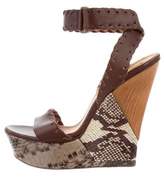 Thumbnail for your product : Lanvin Snakeskin-Accented Platform Wedges