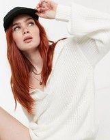 Thumbnail for your product : Reclaimed Vintage inspired knitted sweater with collar in cream