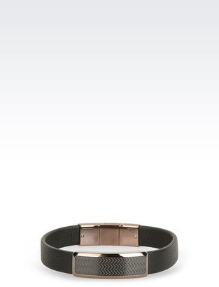 Emporio Armani Leather And Steel Bracelet