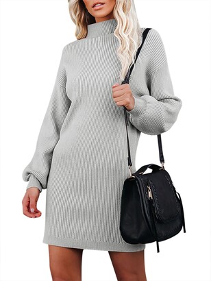 Caracilia Sweater Dress for Women 2023 Fall Long Sleeve Ribbed