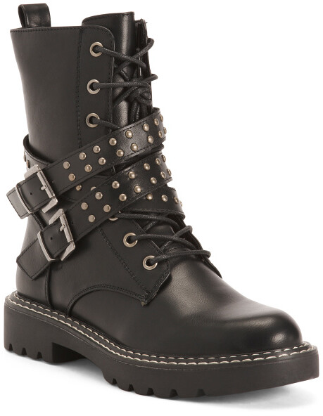 studded lace up boots