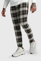 Thumbnail for your product : boohoo Tartan Ankle Zip Detail Smart Trouser