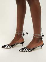 Thumbnail for your product : Aquazzura Cuzco 45 Patterned Suede Kitten Heel Mules - Womens - Black White