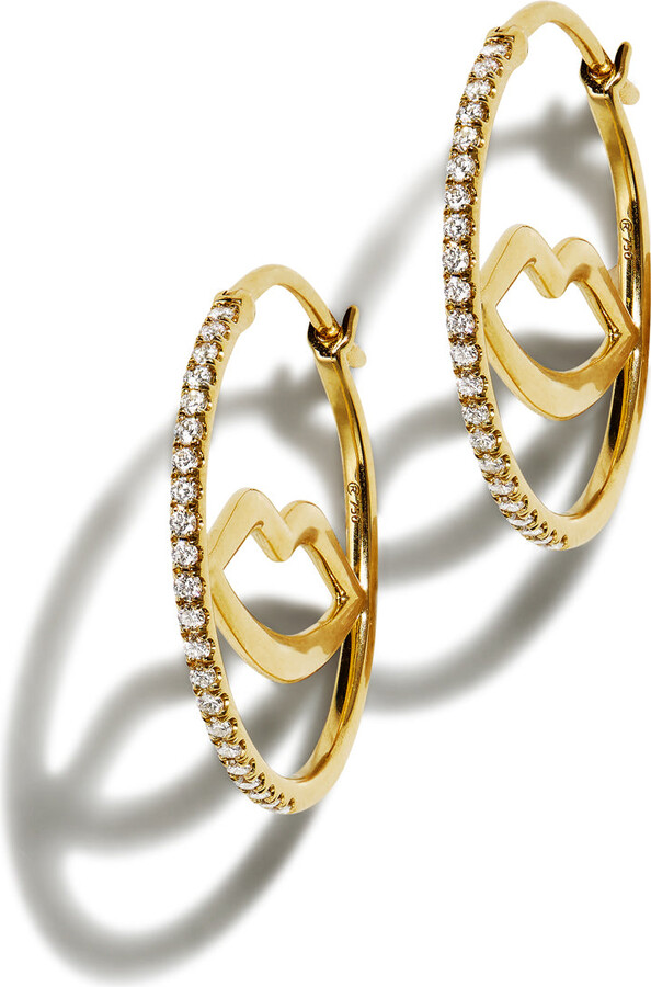 Raphaele Canot Diamond Medium OMG Yellow Gold Hoop Earrings