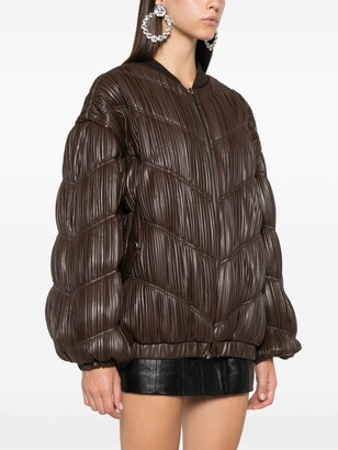 ダウンジャケット・コート ROTATE BIRGER CHRISTENSEN Pleated bomber jacket ROTATE Birger Christensen Pleated Bomber Jacket Brown | BSTN
