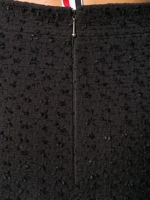 Thom Browne Flounce Skirt With Fray In Solid Eyelash Yarn Tweed