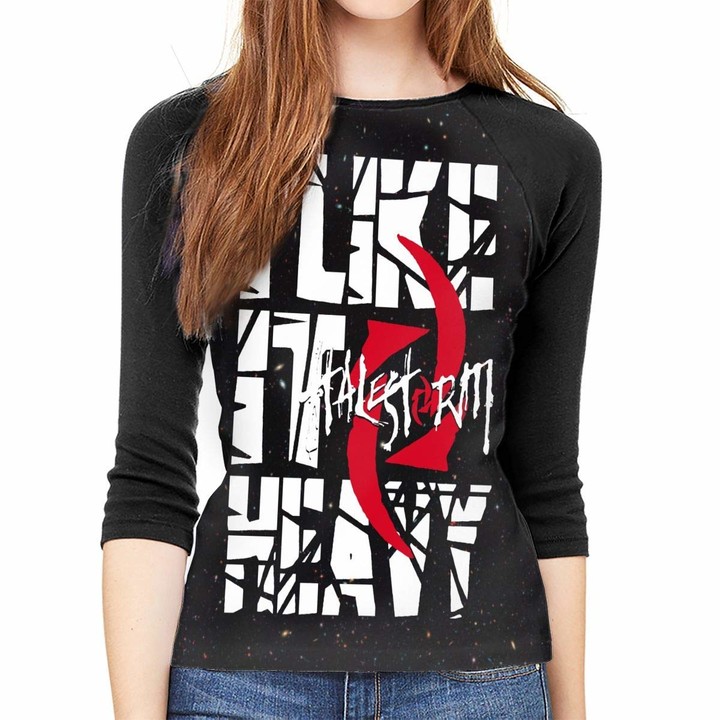 fenglinghua T-Shirts Femme Manches 3/4 T Shirts Pour Femmes Halestorm I  Like It Heavy Woman's Sexy 3/4 Long Sleeves Baseball T-Shirt Raglan Sleeve T  Shirts Funny Casual Blouse - - M - ShopStyle
