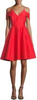Thumbnail for your product : Halston Cold-Shoulder V-Neck Silk Faille Cocktail Dress