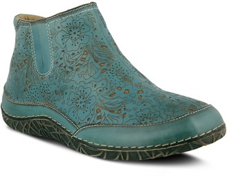 teal leather ankle boots