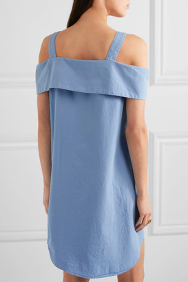 Clu Tie-front Cotton Mini Dress - Light blue