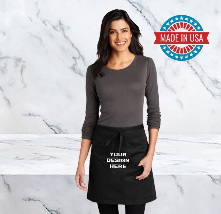 Custom Half Bistro Apron/ Personalised Apron, Unisex Bar Restaurant Aprons For Barista Catering Waiter, Service Kitchen Workwear