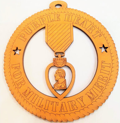 Wood Art USA Wooden Purple Heart for Military Merit Hanging Figurine Ornament