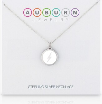 Auburn Jewelry Mini Lightning Pendant Necklace in Sterling Silver and Enamel, 16" + 2" Extender