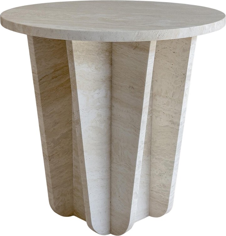 Bloom Side Table In Travertine Marble By Meble Matters