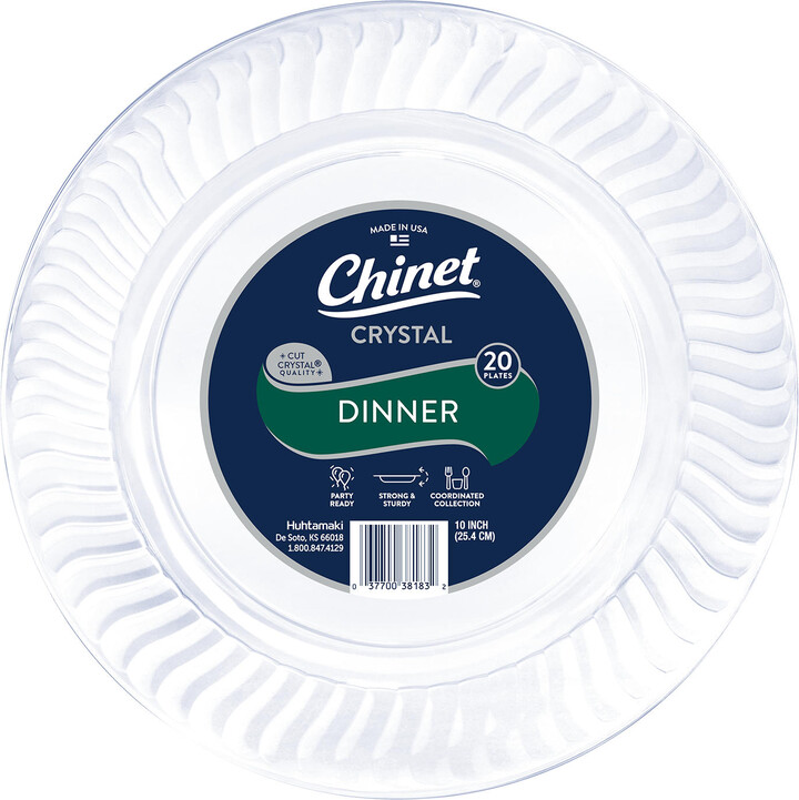 Chinet Crystal Clear Plastic Dinner Plate, 10' 100 ct.