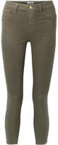 Thumbnail for your product : L'Agence Margot Cropped Coated High-rise Skinny Jeans - Army green
