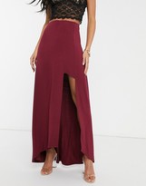 Thumbnail for your product : ASOS DESIGN step split full maxi skirt with dipped hem