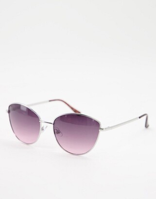 Accessorize Clarissa cat eye sunglasses in silver with purple lens