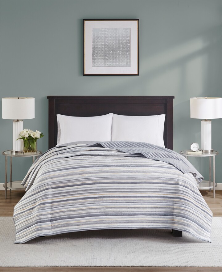 Home Design Neutral Stripe Quilt, King, Created for Macy's ShopStyle