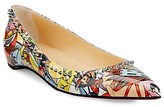 Thumbnail for your product : Christian Louboutin Anjalina Spiked Print Patent Leather Flats