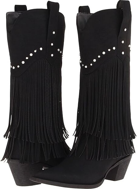 Roper 12 Stud and Fringe Boot Cowboy Women's Boots Black/Crystal Stud : 10 B - Medium, Synthetic