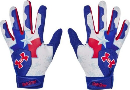 Boys' Under Armour Clean Up Baseball Batting Gloves Royal Blue/Red Large