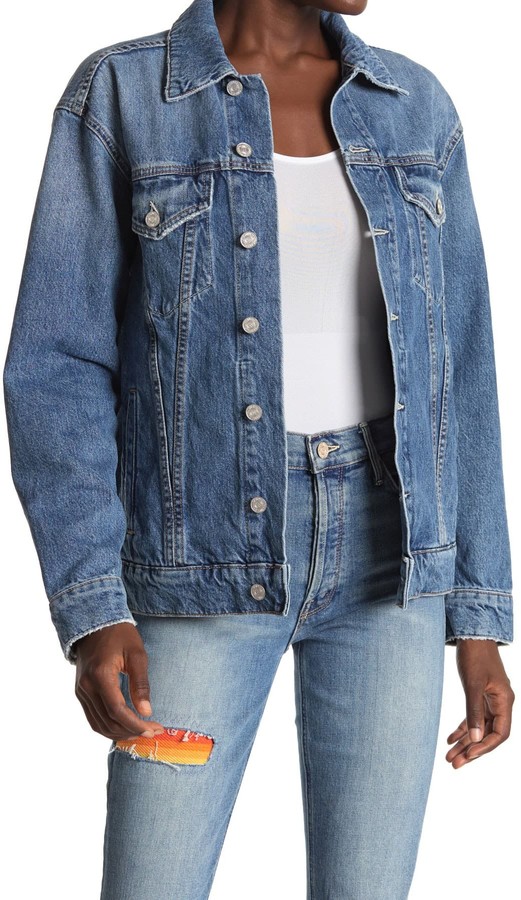denim jacket buttoned up