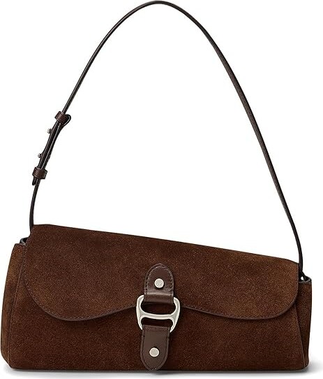 Lauren Ralph Lauren Suede Leather Medium Tasha East-west Shoulder Bag Shoulder Women's Handbags Dark Hickory Leather/Polyester
