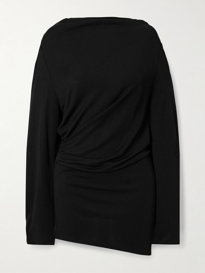Jacquemus Croisière Open-back Draped Jersey Mini Dress - Black