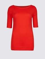Thumbnail for your product : M&S Collection Pure Cotton Slash Neck Half Sleeve T-Shirt
