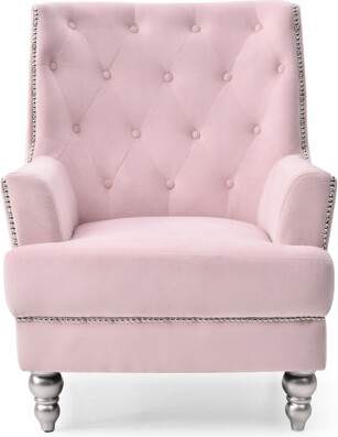 Gorgeous Traditional Chair In Pink Velvet - 37"h X 30"w 33"d Foam Filled, No Assembly Needed, 19" Seat Depth For Luxury Enjoyment Charming 37" H, 30"