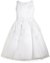 Thumbnail for your product : Joan Calabrese Girl's Beaded Leaf First Communion Dress