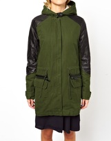 Thumbnail for your product : ASOS Parka With Detachable Faux Fur Lining & Quilt Detail Sleeve