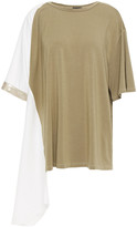 Thumbnail for your product : Clu Asymmetric Paneled Two-tone Tencel-blend Top