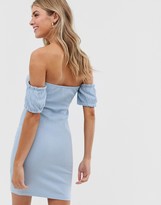 Thumbnail for your product : ASOS DESIGN off shoulder crinkle sundress with puff sleeve