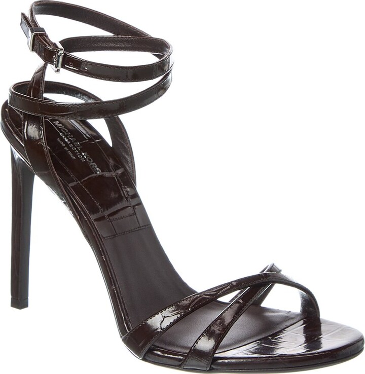 Michael Kors Chrissy Runway Croc-Embossed Leather Sandal