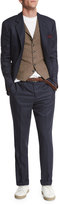 Thumbnail for your product : Brunello Cucinelli Check Two-Button Wool Blazer, Blue