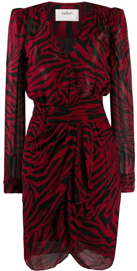 red zebra print wrap dress