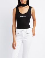 Thumbnail for your product : Charlotte Russe Get Over It Choker Neck Bodysuit