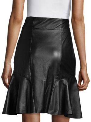 Derek Lam 10 Crosby Lace-Up Peplum Leather Skirt