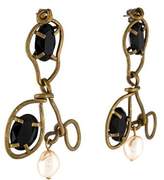 Thumbnail for your product : Marni Black Crystal & Faux Pearl Drop Earrings