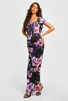 Thumbnail for your product : boohoo Floral Satin Corset Detail Maxi Dress