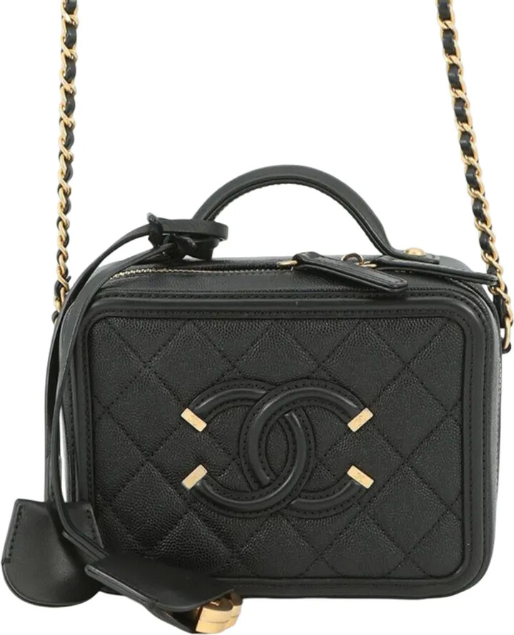 Chanel Pre Owned 2018 Small Caviar CC Filigree Vanity Case satchel