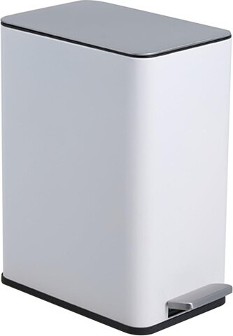 FONTOITrashCanKitchenGarbageCanTrashCansRectangleStainlessSteelwithSoftCloseLidStepFootPedalBathroomToiletWhite17\