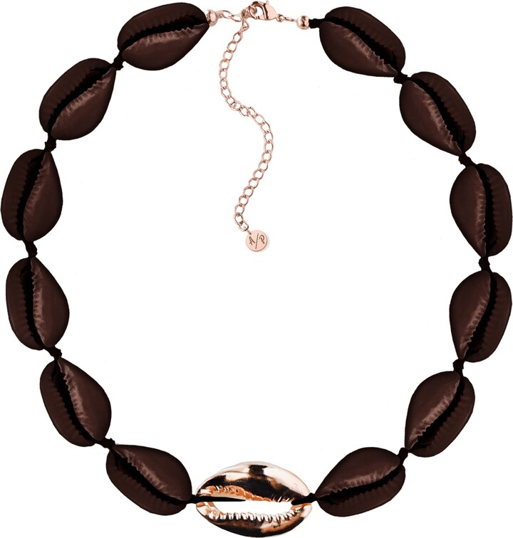 Adriana Pappas Designs Metal Shell Accent Choker Shiny Brown - Rose Gold